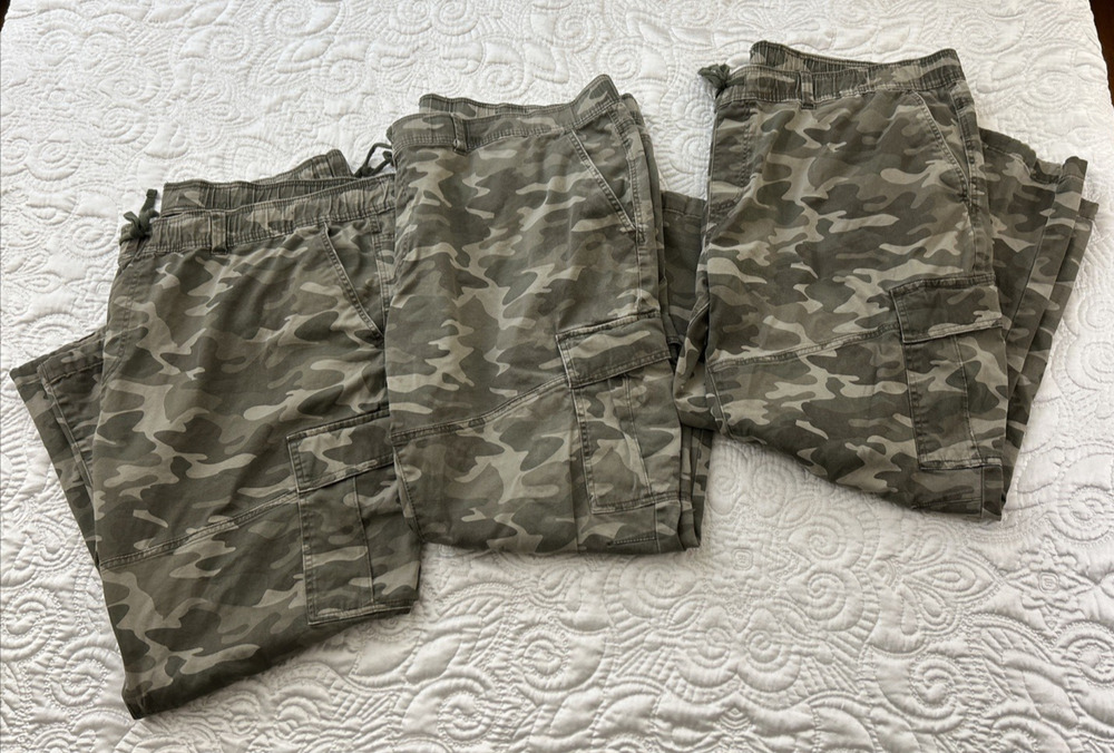 Lot of 3-No Boundaries Outdoors Cargo Pants Mens 3XL Camo Hunting Workwear READ